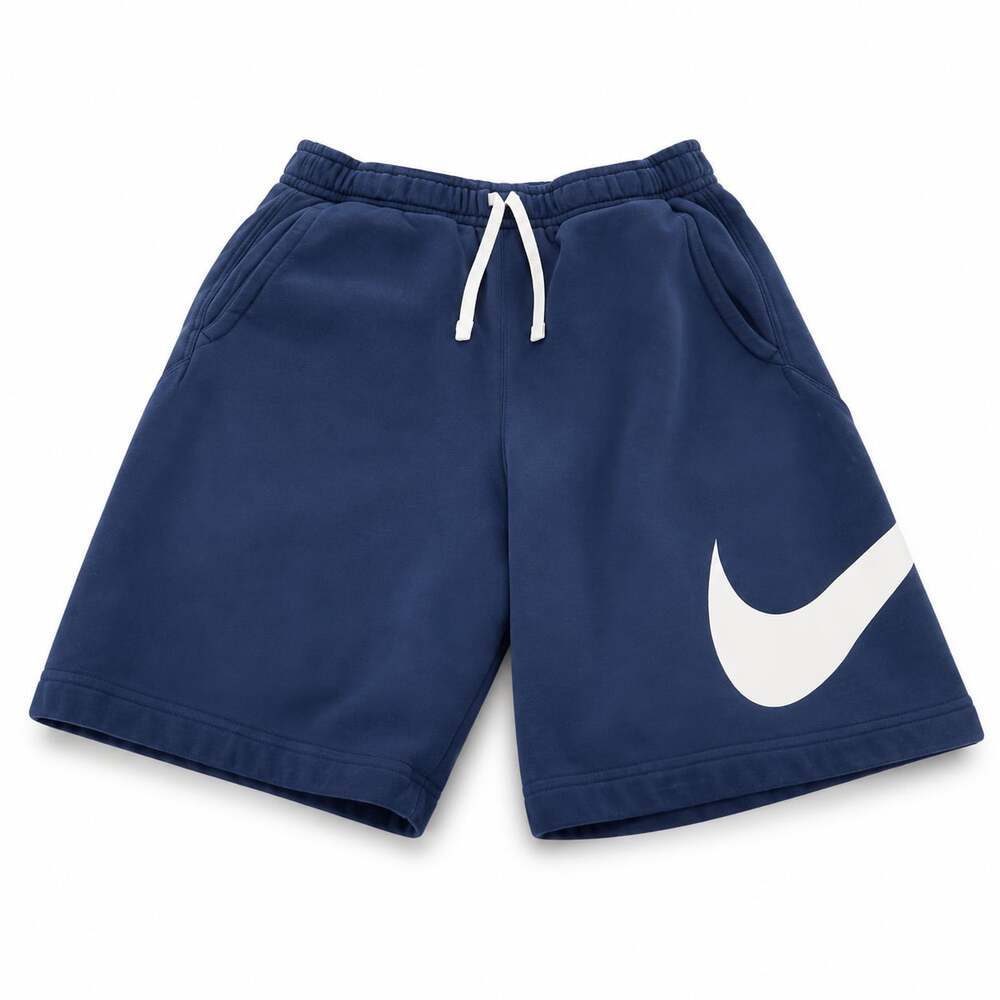 Nike Men's Club Fleece Swoosh Graphic Shorts Navy Blue Size L